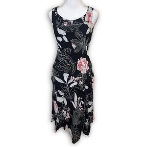 Black and white floral midi dress